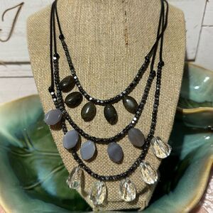 Triple Layer blue/Gray Crystal Tone Necklace 50% off all Bundles of 2 or More